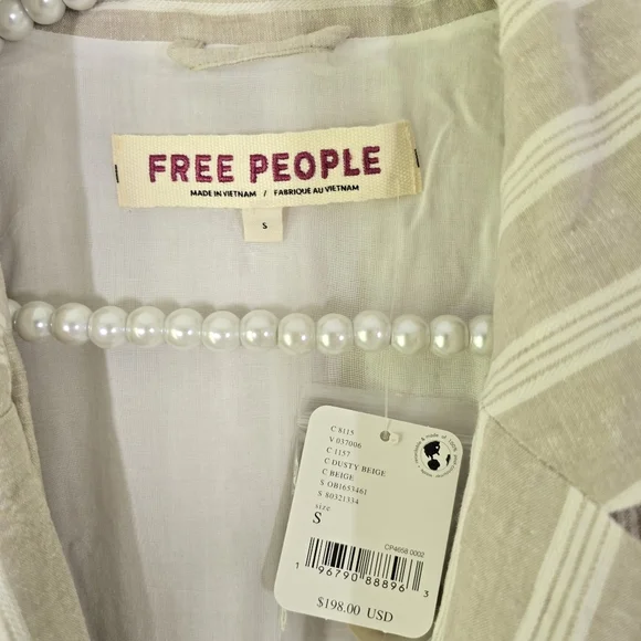 NWT Free People Linen Blend Fern Relaxed Oversized Blazer Dusty Beige Sm… - Picture 9 of 12